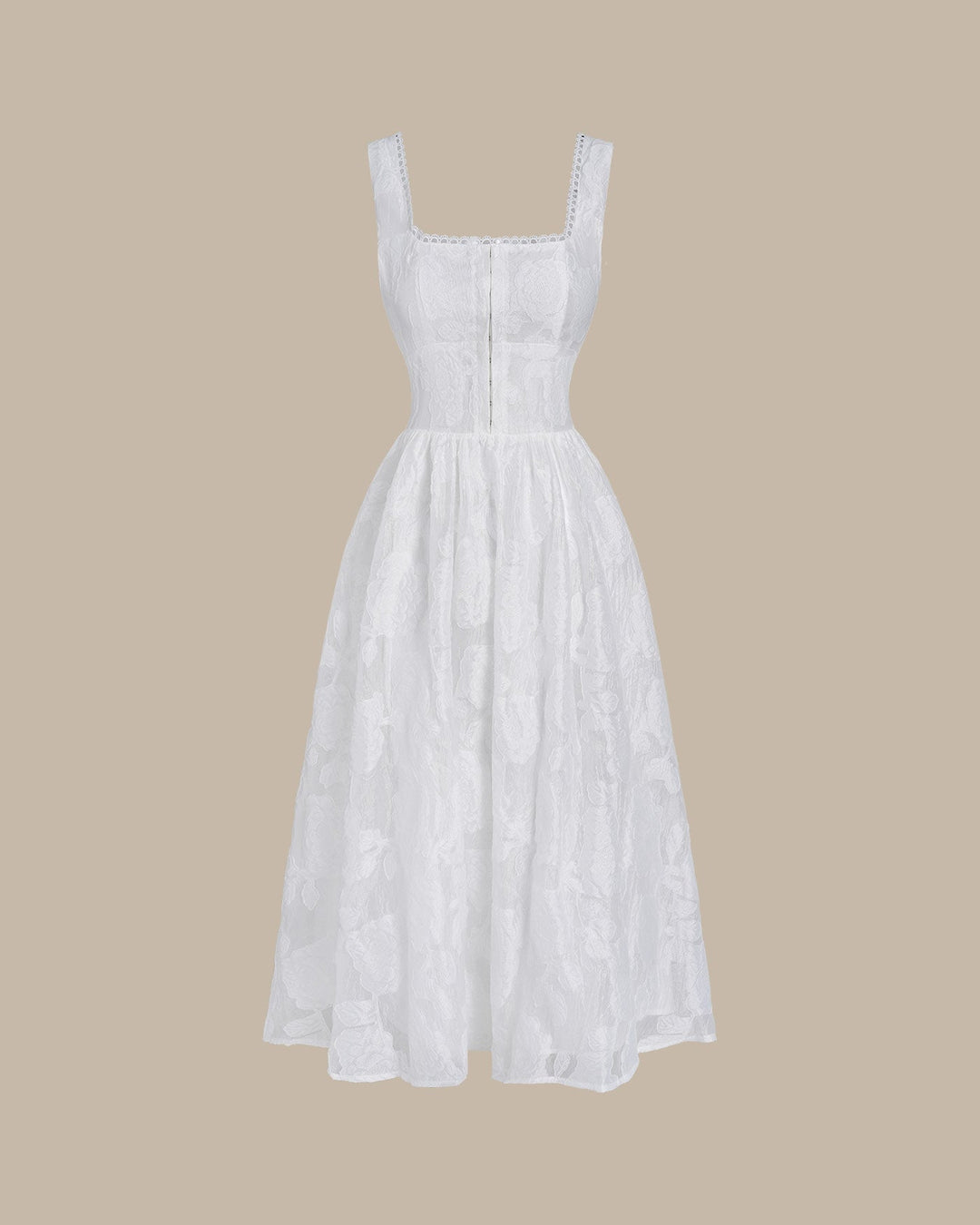 Nuria | Vestido Midi de Jacquard con Espalda Fruncida