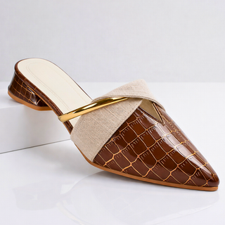 Lorena | Mules Destalonadas con Grabado Cocodrilo