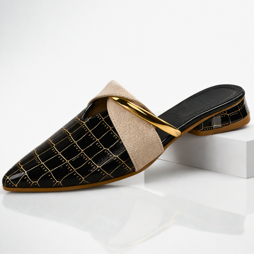 Lorena | Mules Destalonadas con Grabado Cocodrilo