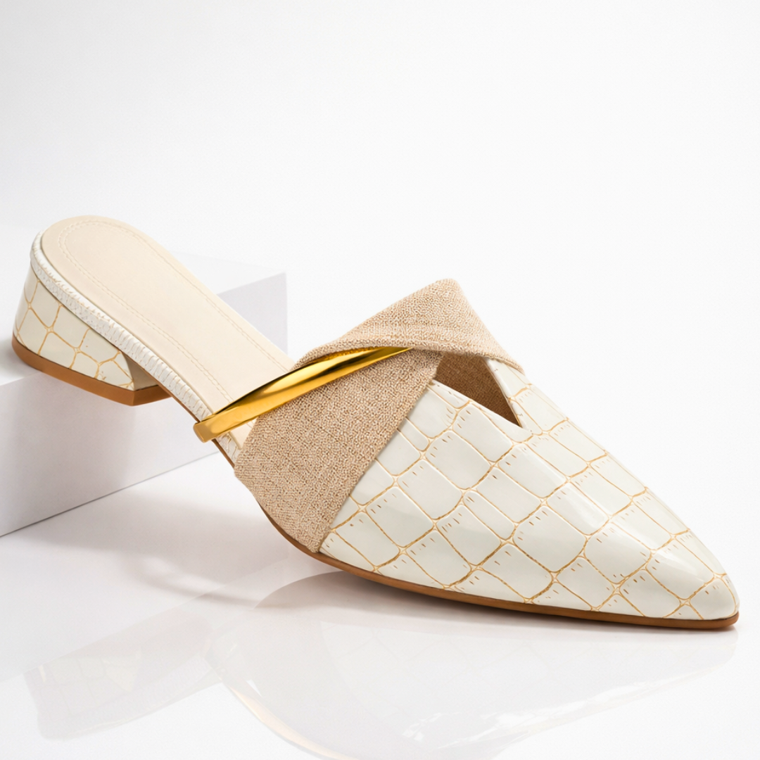 Lorena | Mules Destalonadas con Grabado Cocodrilo