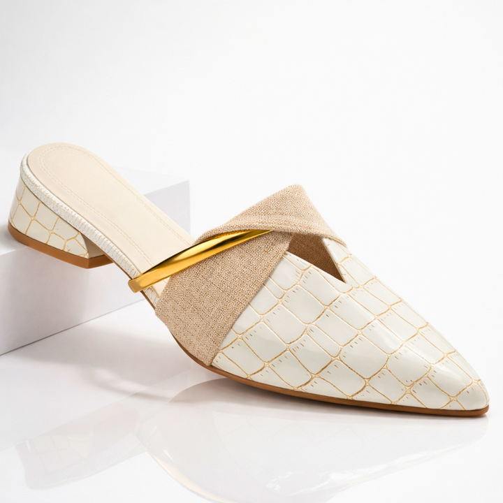 Lorena | Mules Destalonadas con Grabado Cocodrilo