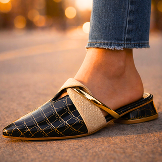 Lorena | Mules Destalonadas con Grabado Cocodrilo