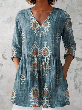 Silvia | Blusa Túnica Estampada de Corte Relajado