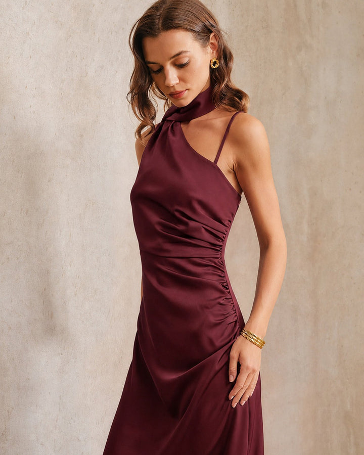 Pilar | Vestido Largo de Satén con Un Hombro