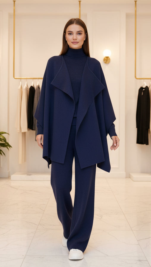 Remedios | Conjunto de Punto de 3 Piezas: Jersey, Pantalón y Capa