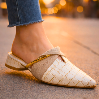 Lorena | Mules Destalonadas con Grabado Cocodrilo