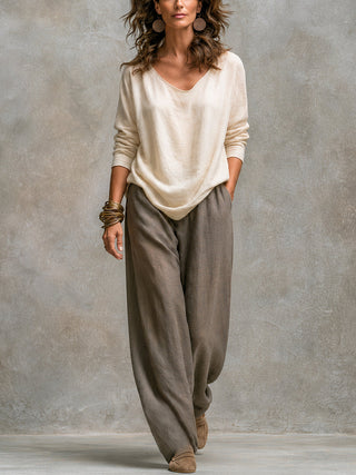 Paloma | Conjunto de Tres Piezas con Chaqueta, Top y Pantalón Palazzo