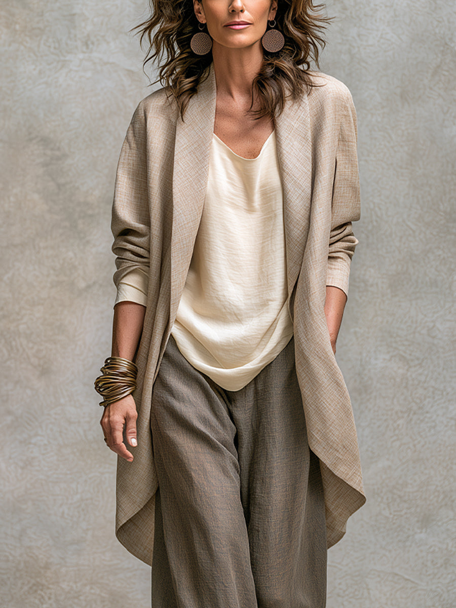 Paloma | Conjunto de Tres Piezas con Chaqueta, Top y Pantalón Palazzo