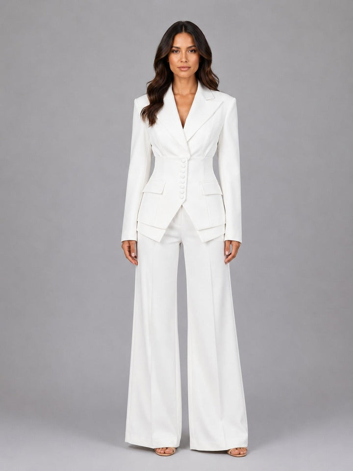 Amparo | Conjunto de Americana Entallada y Pantalón Palazzo