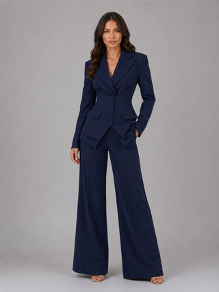 Amparo | Conjunto de Americana Entallada y Pantalón Palazzo