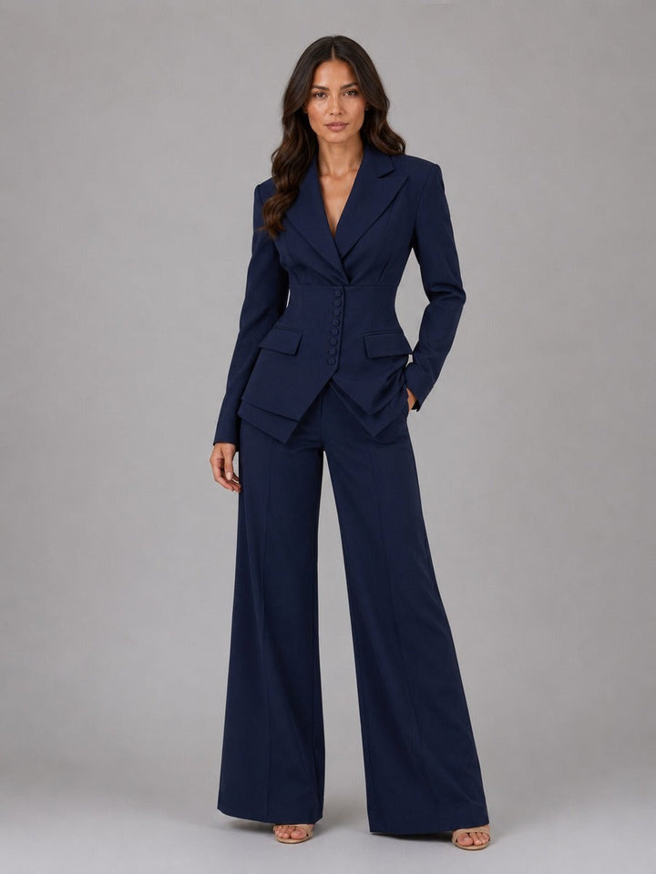 Amparo | Conjunto de Americana Entallada y Pantalón Palazzo