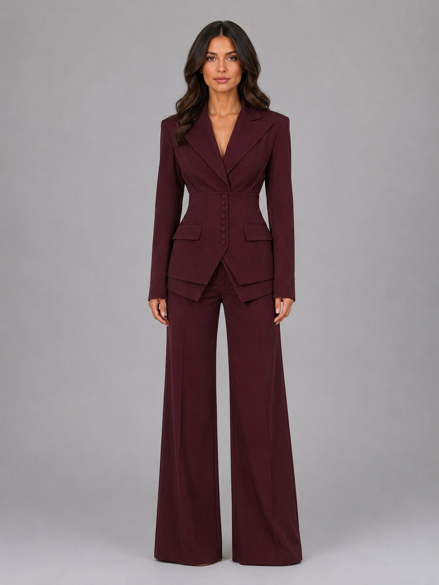 Amparo | Conjunto de Americana Entallada y Pantalón Palazzo