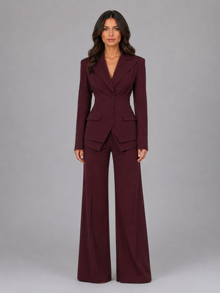 Amparo | Conjunto de Americana Entallada y Pantalón Palazzo