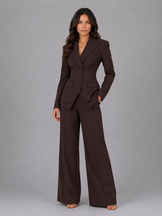 Amparo | Conjunto de Americana Entallada y Pantalón Palazzo