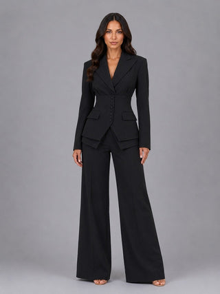 Amparo | Conjunto de Americana Entallada y Pantalón Palazzo