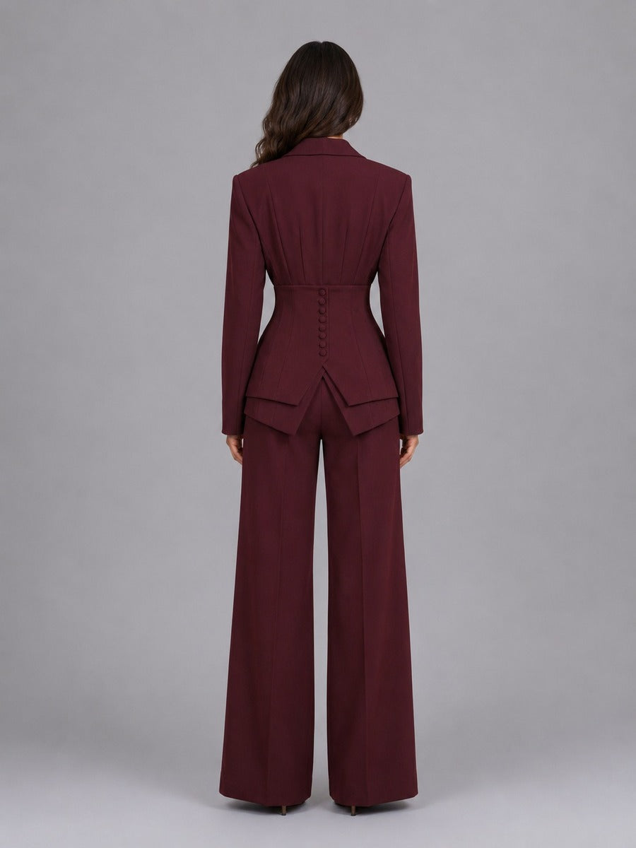 Amparo | Conjunto de Americana Entallada y Pantalón Palazzo