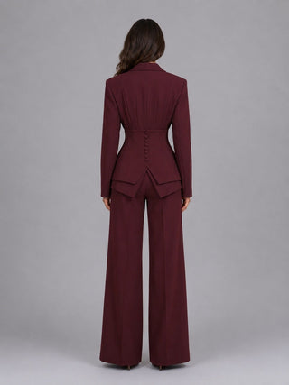 Amparo | Conjunto de Americana Entallada y Pantalón Palazzo