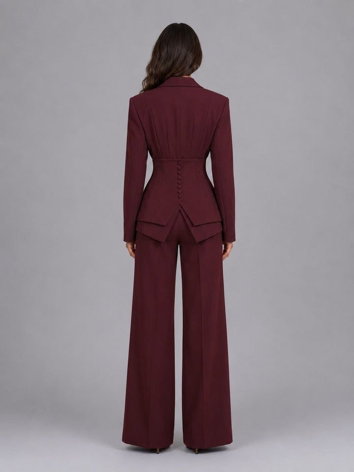 Amparo | Conjunto de Americana Entallada y Pantalón Palazzo