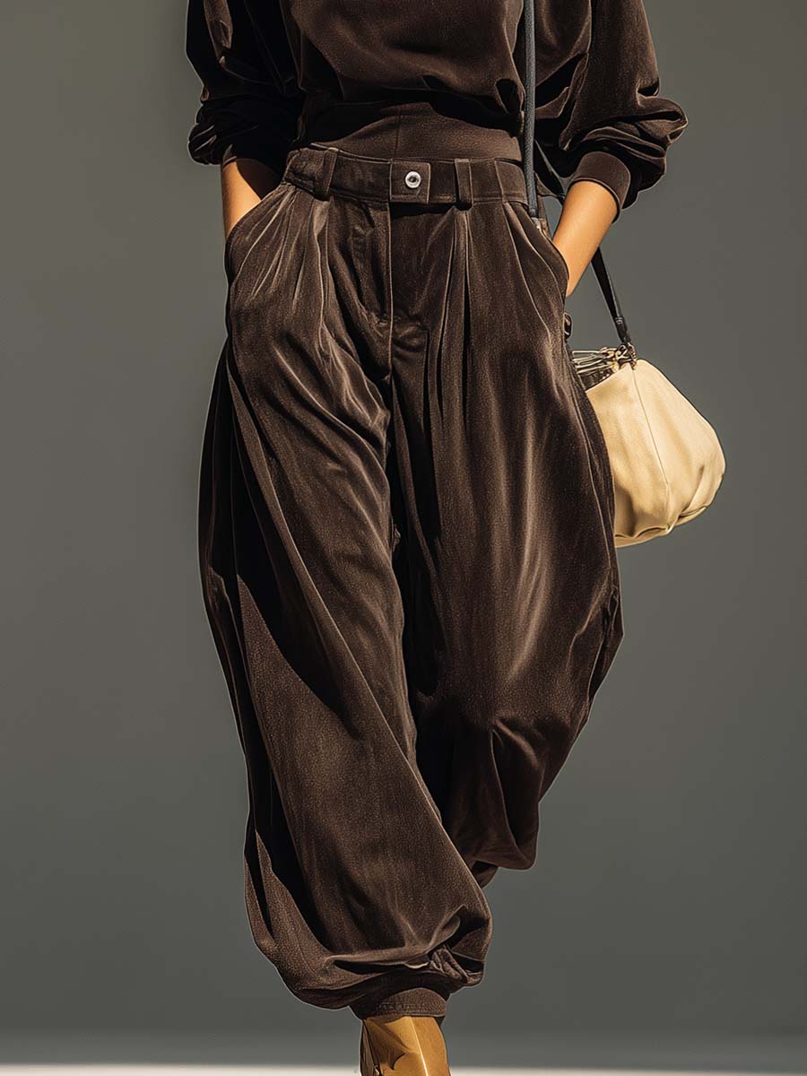 Leire | Conjunto de Sudadera con Capucha y Pantalón Ancho de Terciopelo