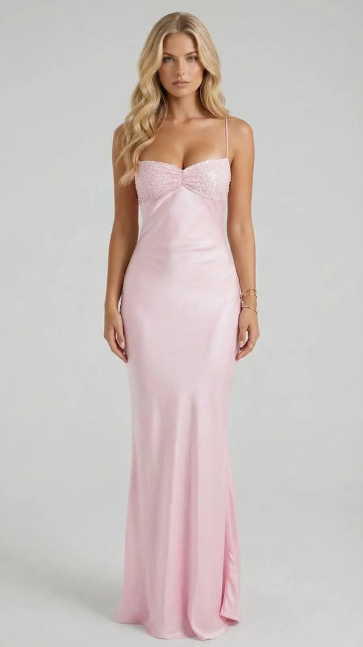 Estrella | Vestido Largo de Lentejuelas con Tirantes Finos