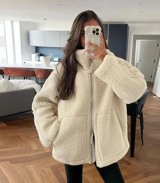 Aitana | Chaqueta Teddy Oversize con Cuello Alto
