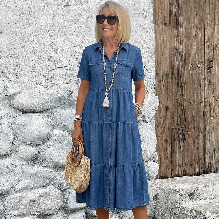 Paula | Vestido Vaquero Midi de Corte Relajado