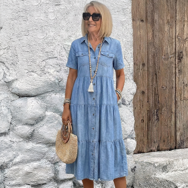 Paula | Vestido Vaquero Midi de Corte Relajado