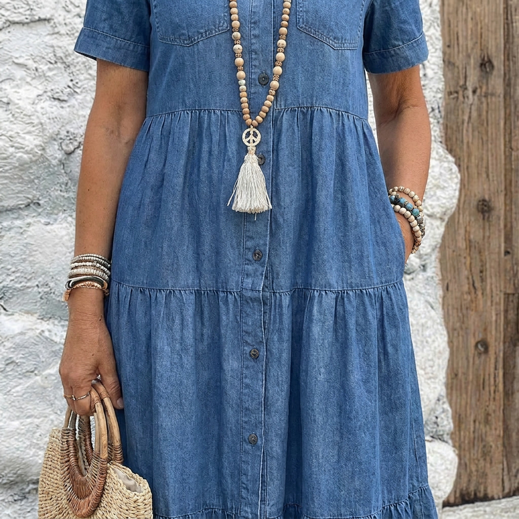 Paula | Vestido Vaquero Midi de Corte Relajado