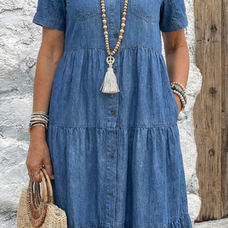 Paula | Vestido Vaquero Midi de Corte Relajado