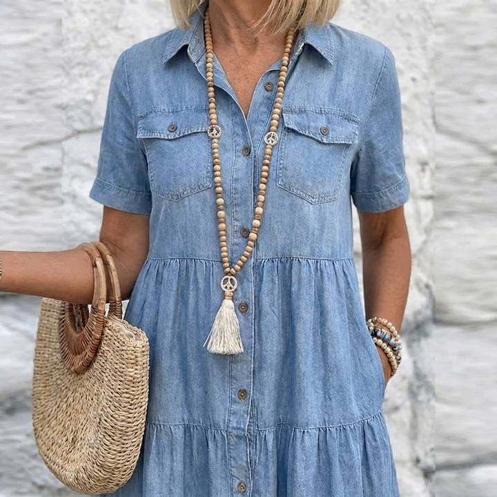 Paula | Vestido Vaquero Midi de Corte Relajado