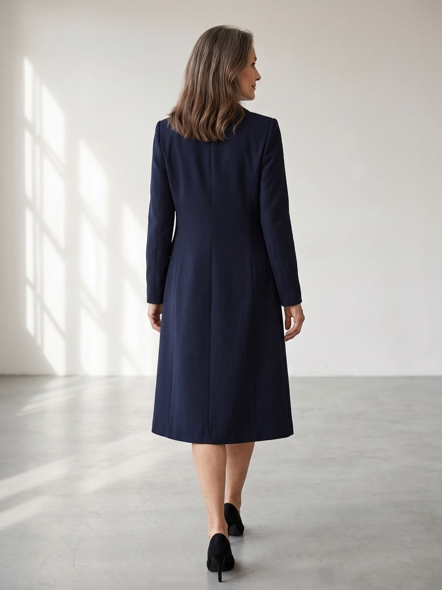 Maite | Conjunto de Americana Larga y Vestido sin Mangas con Botones Dorados