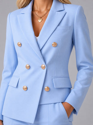 Begoña | Traje Cruzado con Solapas de Pico y Pantalón Tobillero