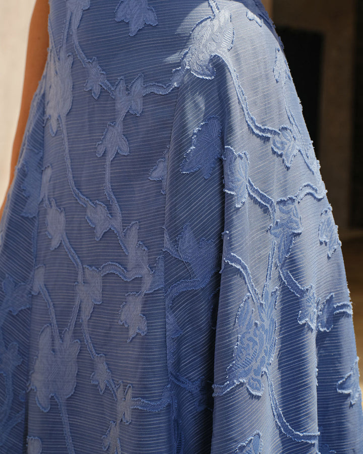 Coral | Vestido Largo de Jacquard Fruncido