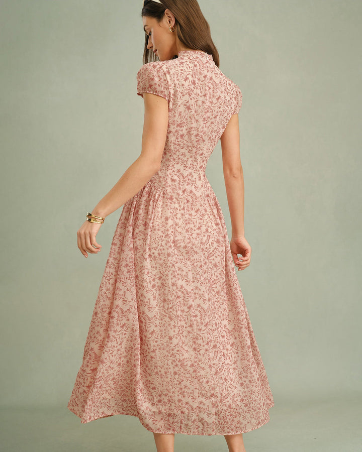 Alicia | Vestido Largo Floral con Cuello Alto