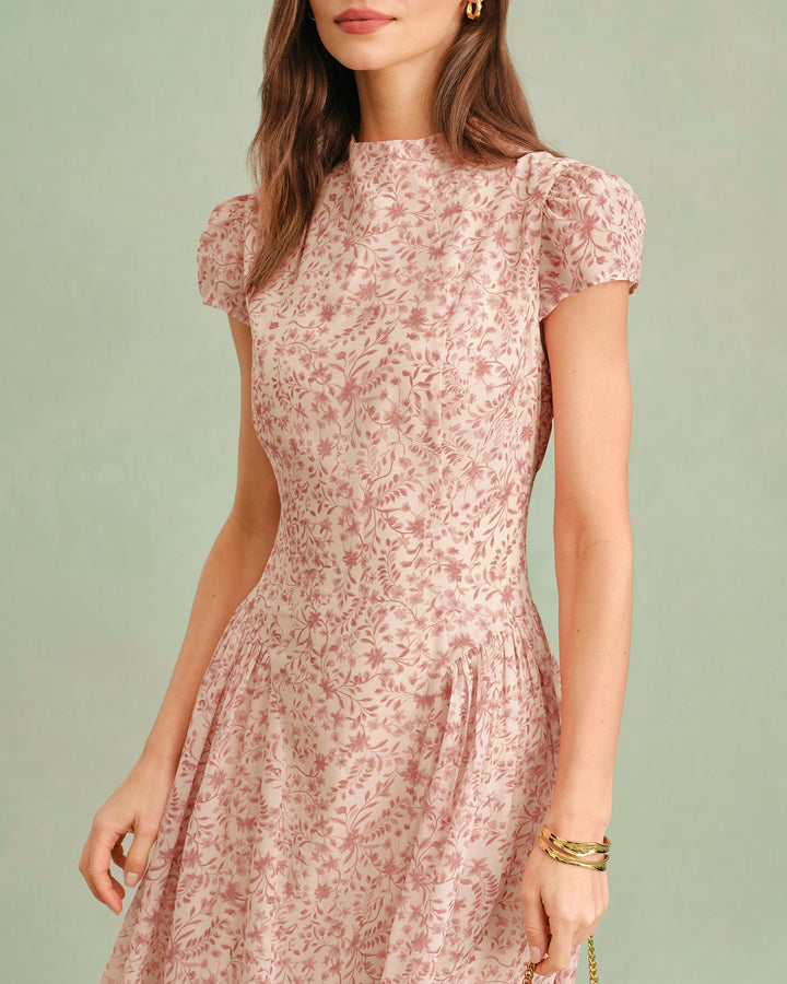 Alicia | Vestido Largo Floral con Cuello Alto