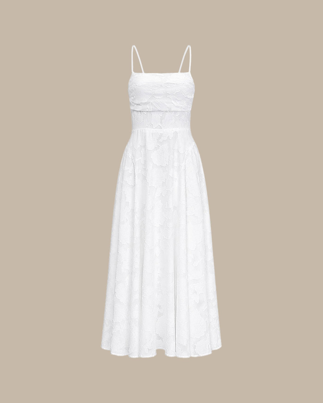 Macarena | Vestido Largo de Jacquard con Espalda Cruzada – Blanco