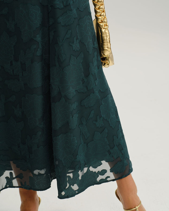 Sara | Vestido Largo Evasé de Jacquard