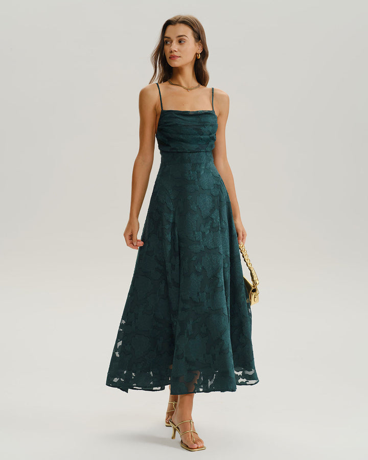 Sara | Vestido Largo Evasé de Jacquard