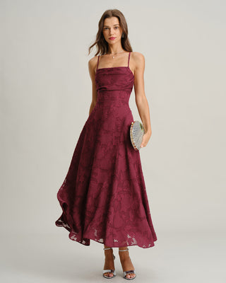 Valentina | Vestido Largo de Tirantes en Jacquard Texturizado