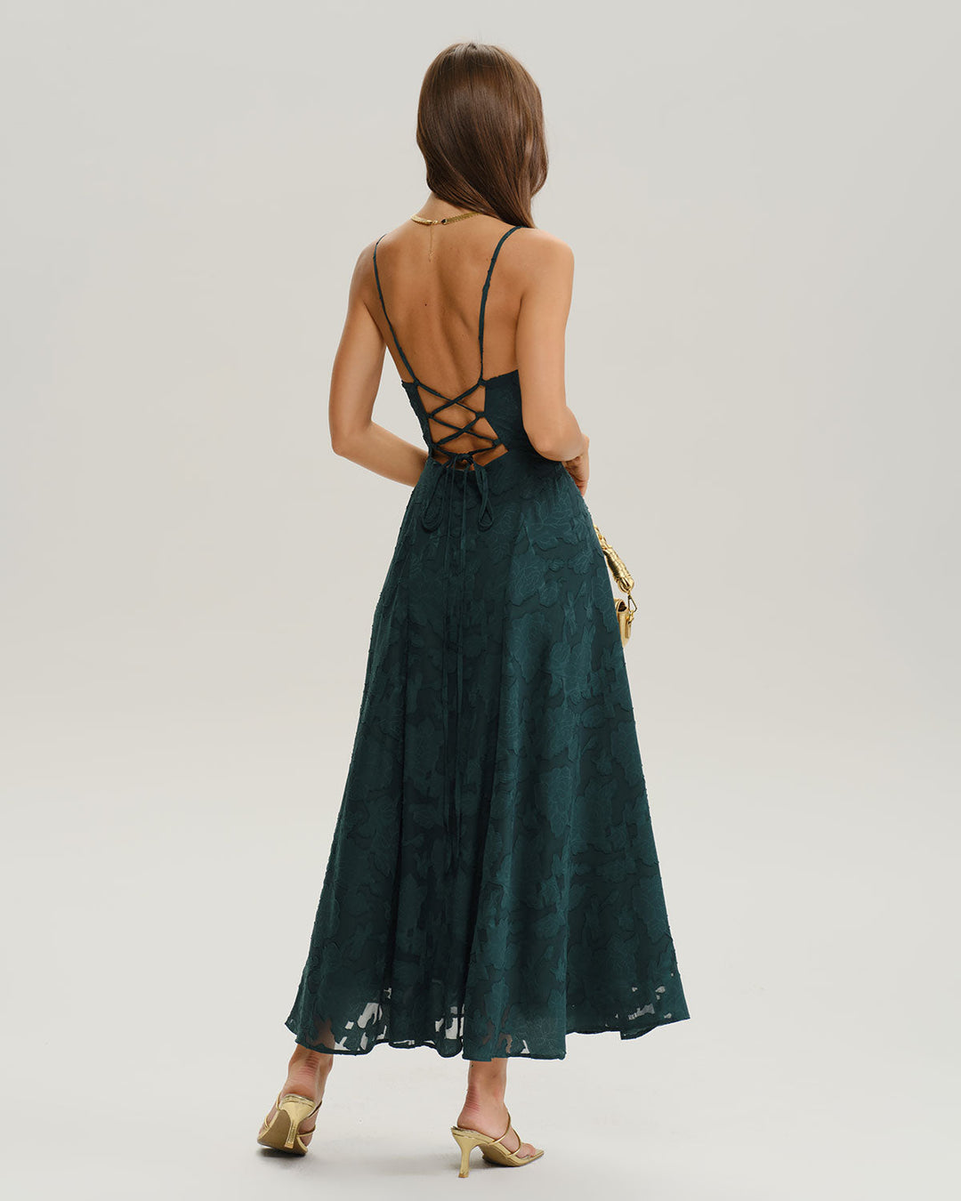 Sara | Vestido Largo Evasé de Jacquard